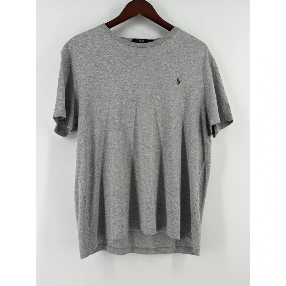 Polo Ralph Lauren Mens XL Custom Slim Fit T-Shirt Heather Gray Short Sleeve Pony